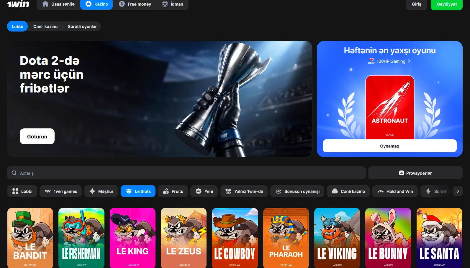 1win AZ Kazino Oyunları